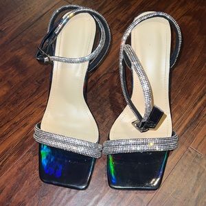 Black rhinestone heels size 40 only worn twice